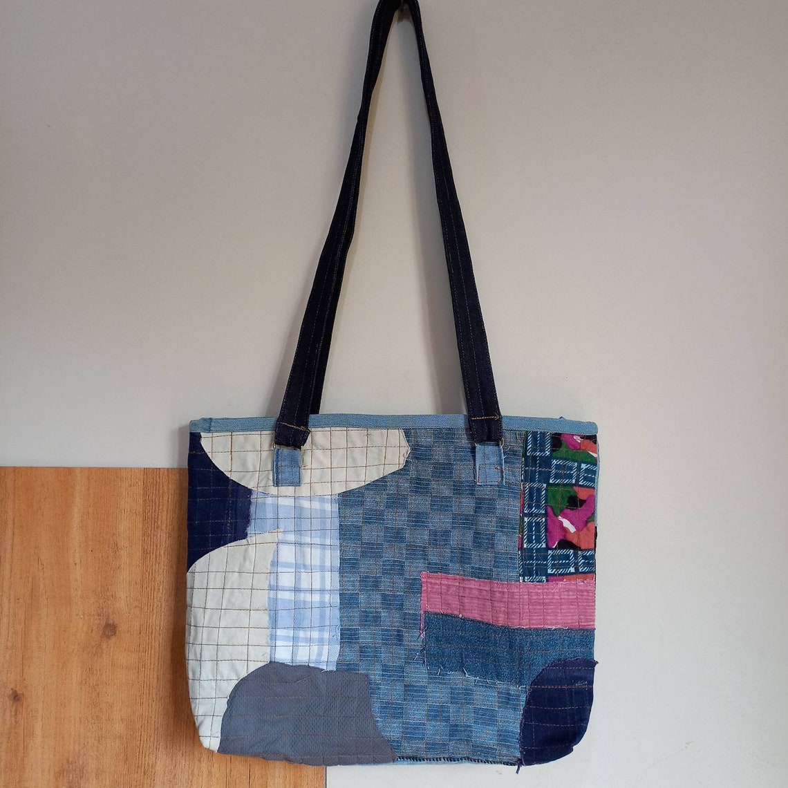 A Recycled Unique Boro Aesthetic Sashiko XXL Roomy Patchwork Upcycled ...