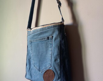 Handmade Denim Crossbody Bag: Recycled Jeans Patchwork - Etsy