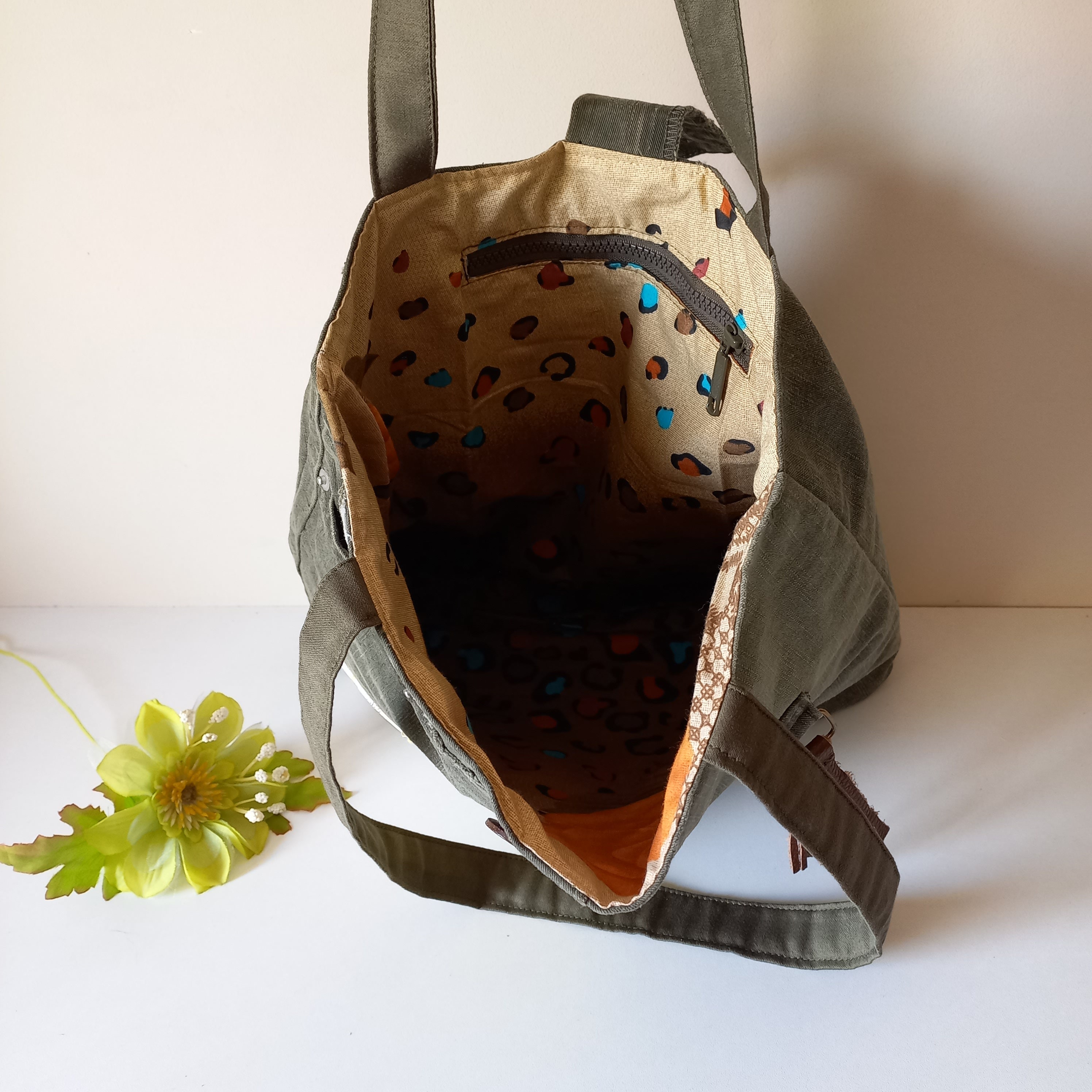 Sac Fourre-tout Réversible En Denim Durable - Fait Main - Grand Format - Vintage Et Pratique
