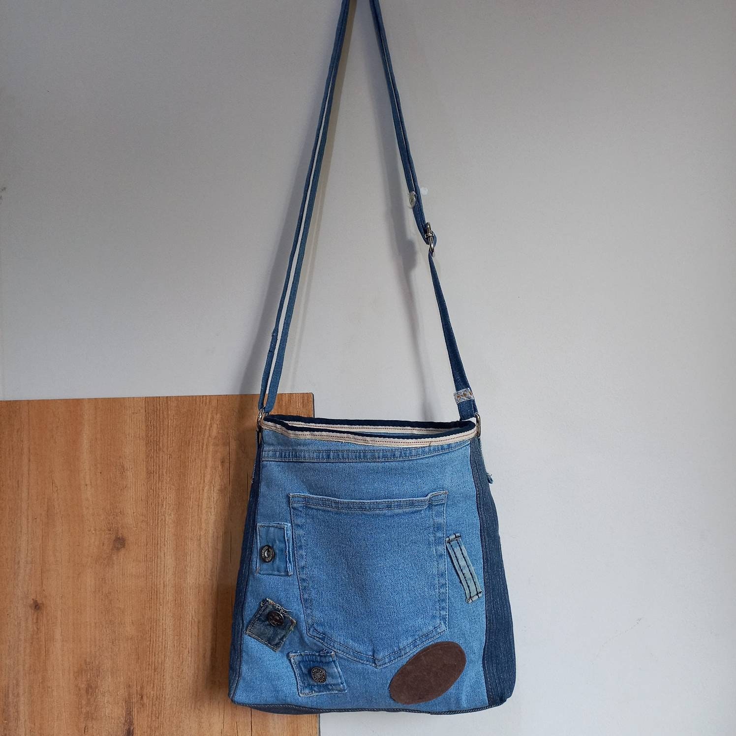 Unique Blue Handmade Denim Crossbody Bag / Recycled Denim / - Etsy