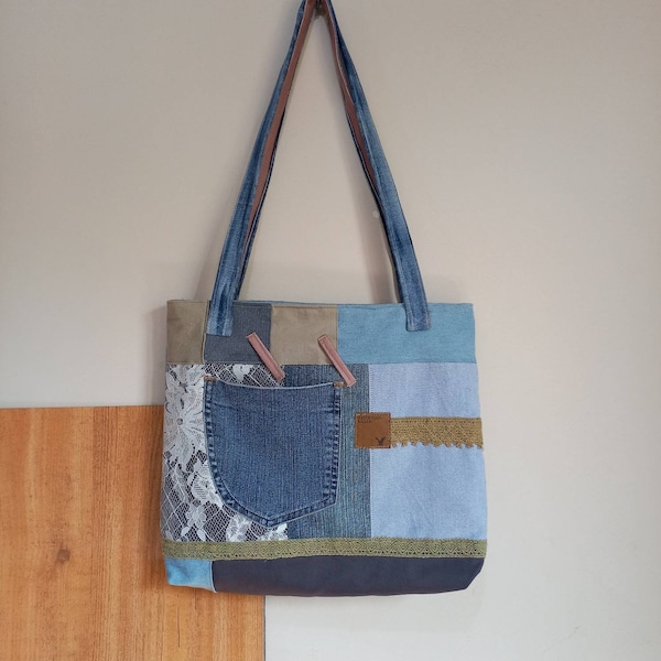 Denim Tote Bag - Etsy