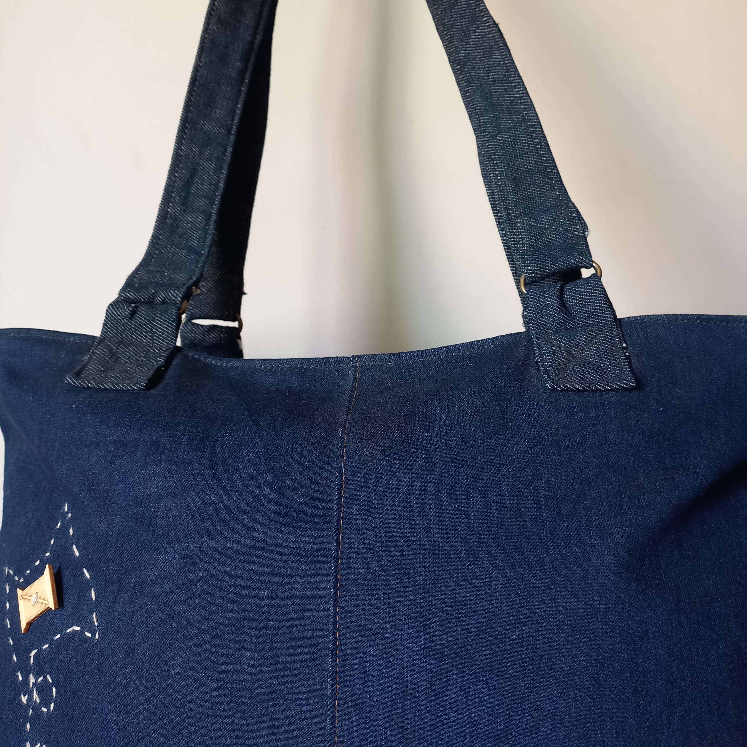 Handmade Denim Tote Bag, Stylish Casual Purse for Everyday