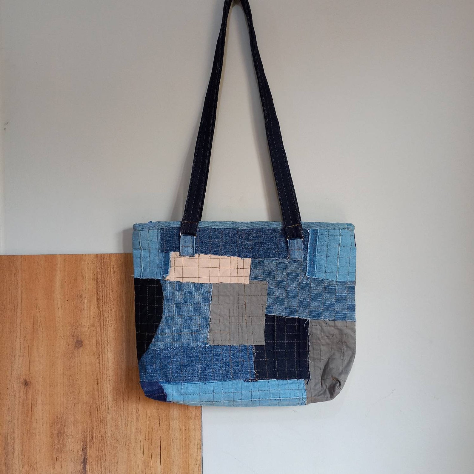 A Recycled Unique Boro Aesthetic Sashiko XXL Roomy Patchwork Upcycled ...