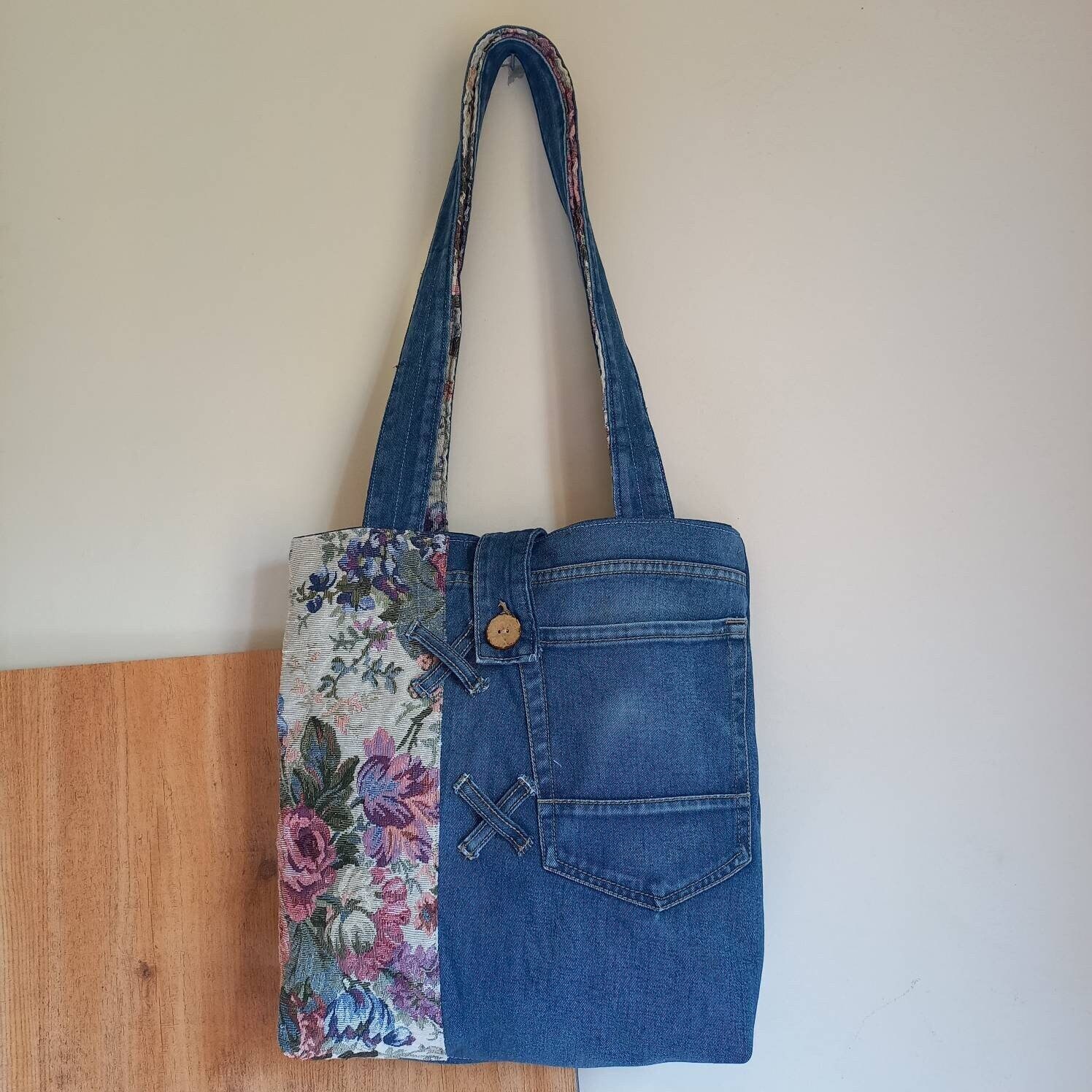 Denim Bags Handmade, Upcycled Shopper Bag, Patchworked Denim Denim Bags Handmade, Upcycled Shopper Bag, Patchworked Denim