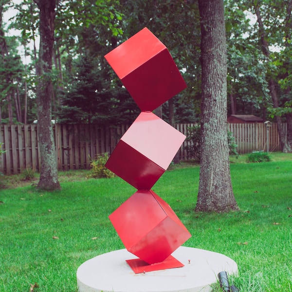 Trinity Mid Century Modern Sculpture 59 inches Powder Coated Stainless Steel