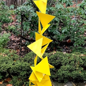 Trougao, Abstract Garden Sculpture in Yellow Color, Yellow Art, Outdoor Art, Modern, Christmas gift image 1