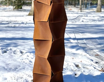 Glamos corten steel large garden sculpture rusted patina modern abstract