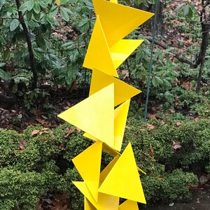 Trougao, Abstract Garden Sculpture in Yellow Color, Yellow Art, Outdoor Art, Modern, Christmas gift image 2