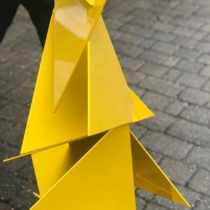 Trougao, Abstract Garden Sculpture in Yellow Color, Yellow Art, Outdoor Art, Modern, Christmas gift image 3