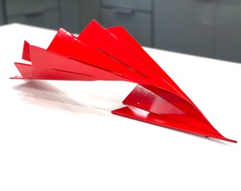 Continuum Geometric Table Sculpture in Red