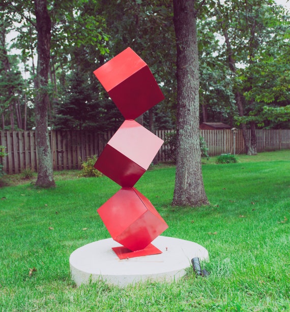 Trinity Mid Century Modern Sculpture 59 Inches Powder Coated