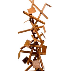 Ultimus Freestanding Abstract Modern Sculpture, Corten Steel Art, Indoor/Outdoor Sculpture, Large Yard Sculpture