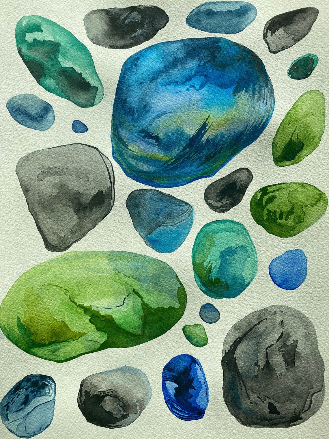 Abstract Rock Painting Watercolor on Paper Modern Living Etsy