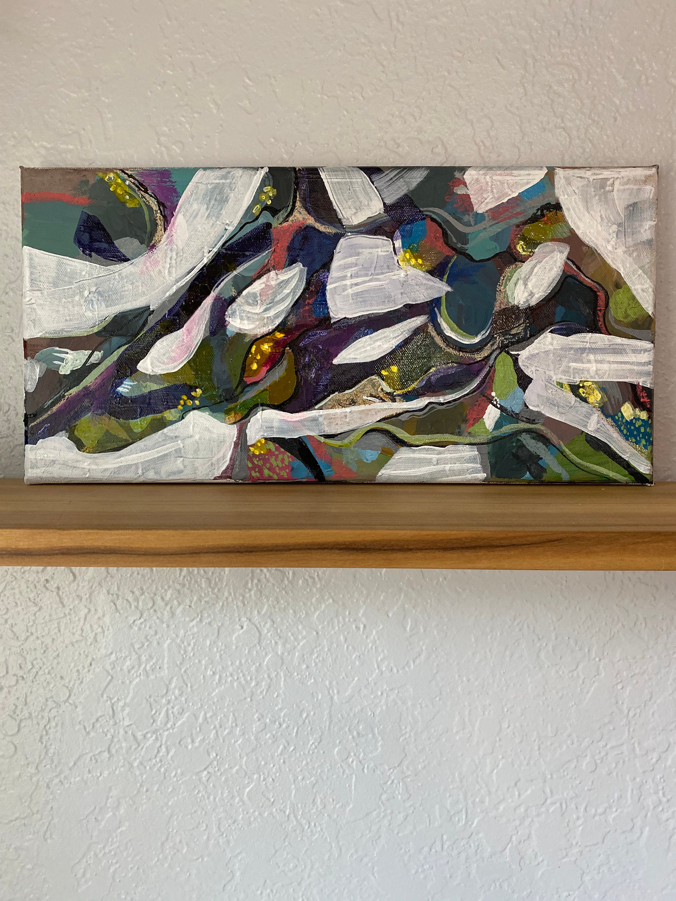 Horizontal Skinny Canvas Abstract Mixed Media Original Etsy