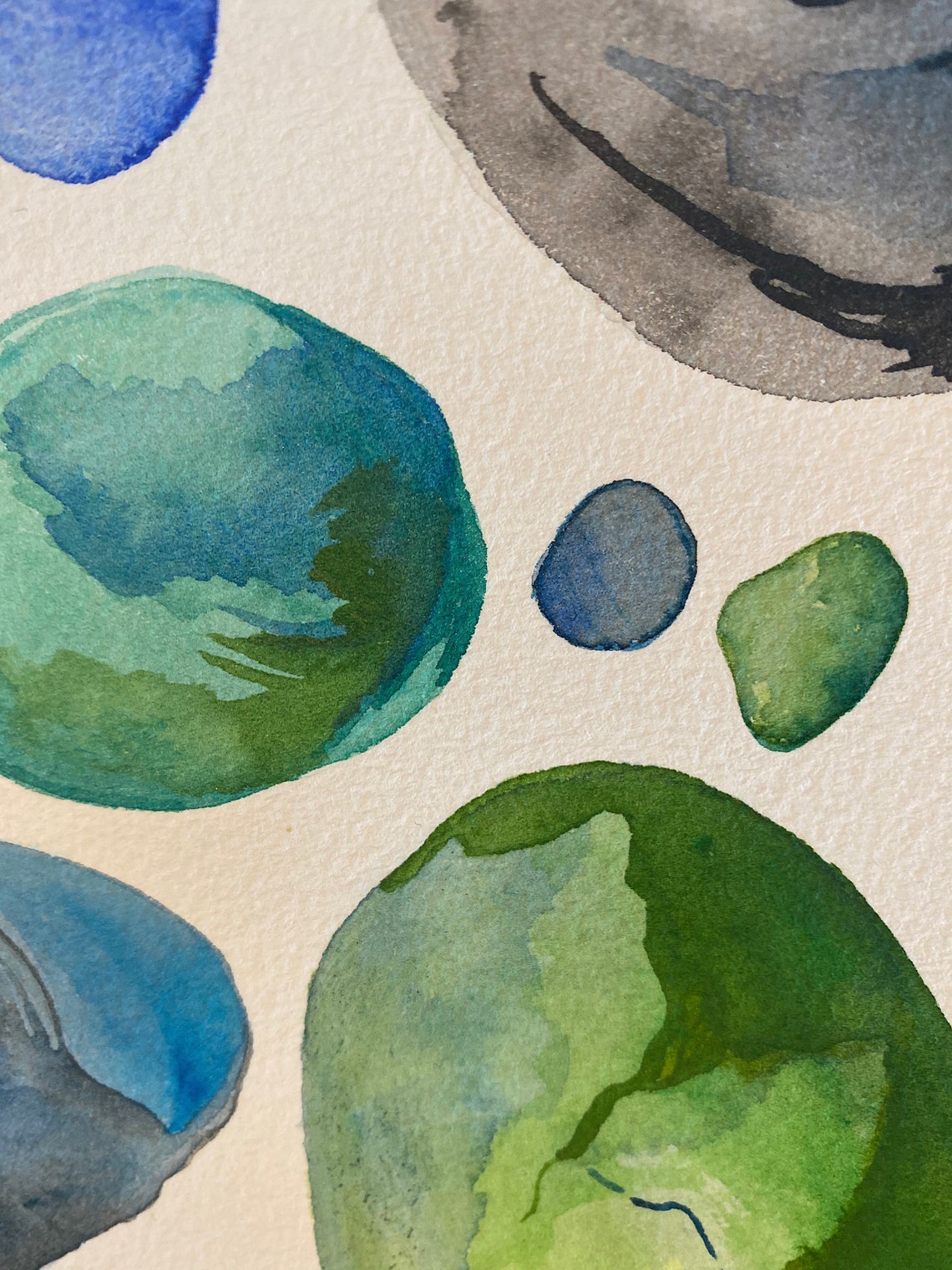 Abstract Rock Painting Watercolor on Paper Modern Living Etsy