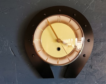 Reloj de formica vintage péndulo de pared de herradura silencioso "Negro amarillo"