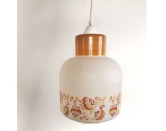 Vintage 70s opaline pendant lamp "Orange white"