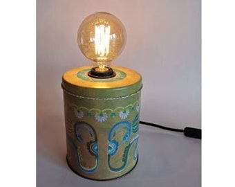 Vintage lamp bedside living room office green iron box "Giappone"