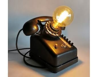Lámpara de centralita telefónica industrial vintage de baquelita de metal "Telic negro"