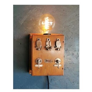 Wall lamp vintage telephone standard wood &quot;Picart Lebas&quot;
