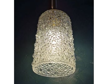 Vintage pendant lamp 60s brass transparent glass bubbles