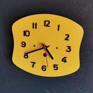 Vintage formica clock silent wall pendulum 60s Yellow image 6