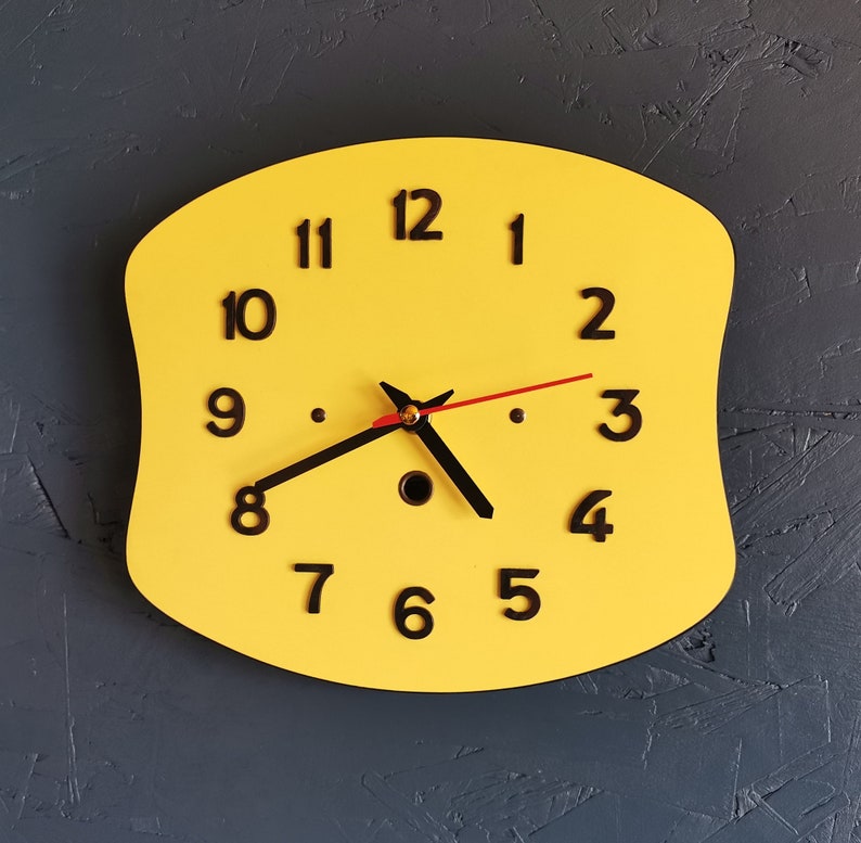 Vintage formica clock silent wall pendulum 60s Yellow image 3