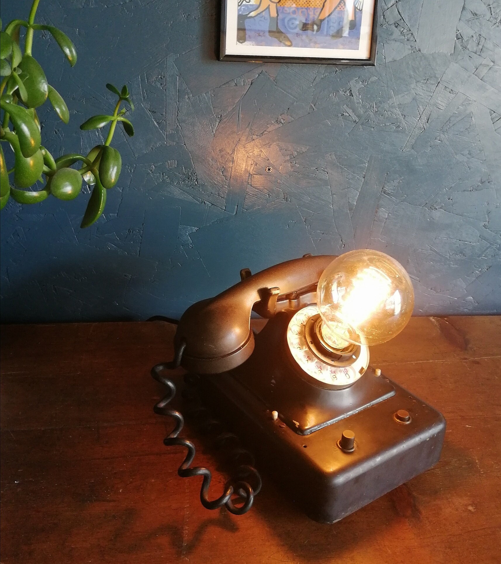 Lampe Téléphone Vintage Bakélite Noire Années 40 Black Phone