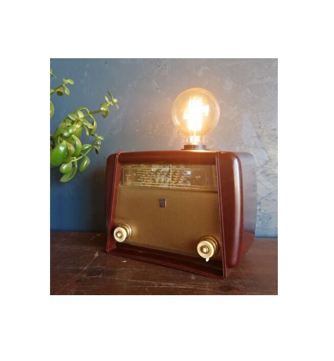 Lampe Bakélite Vintage Radio Des Années 50 Rouge Dorée Radiola
