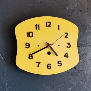 Vintage formica clock silent wall pendulum 60s Yellow image 2