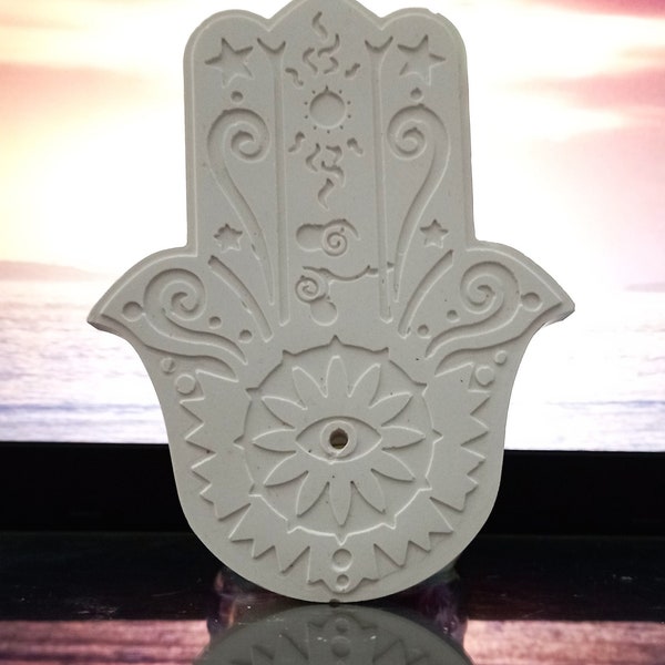 Hand of Fatima Incense Holder, Hamsa incense holder, Incense burner, Ceramic Hamsa incense tray, Incense stick holder, Evil eye incense tray