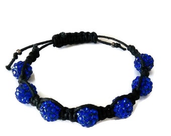 Pulsera Shamballa con bolas de cristal: joyería bohemia de macramé ajustable