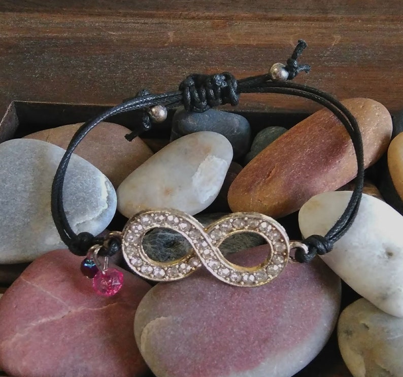 Infinity Bracelet: Handmade Charm Bracelet with Waxed Cord image 7