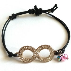 Infinity Bracelet: Handmade Charm Bracelet with Waxed Cord image 1