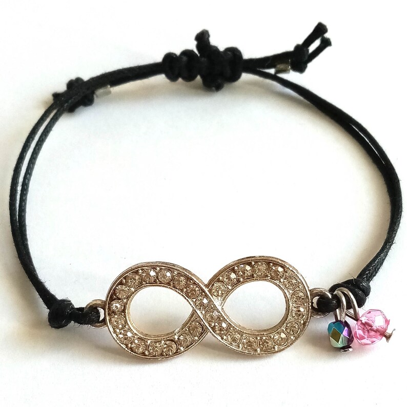 Infinity Bracelet: Handmade Charm Bracelet with Waxed Cord image 1