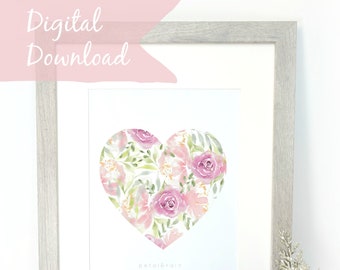 Digital Download: Fleurs Je t'aime (Watercolor Print)