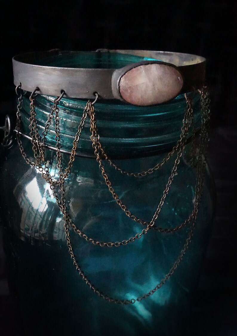 Blackened Copper Collar Moonstone Ophelia Metal Collar Dendritic Agate