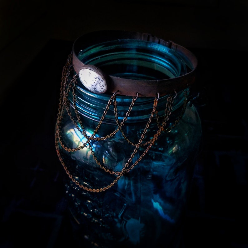 Blackened Copper Collar Moonstone Ophelia Metal Collar Dendritic Agate