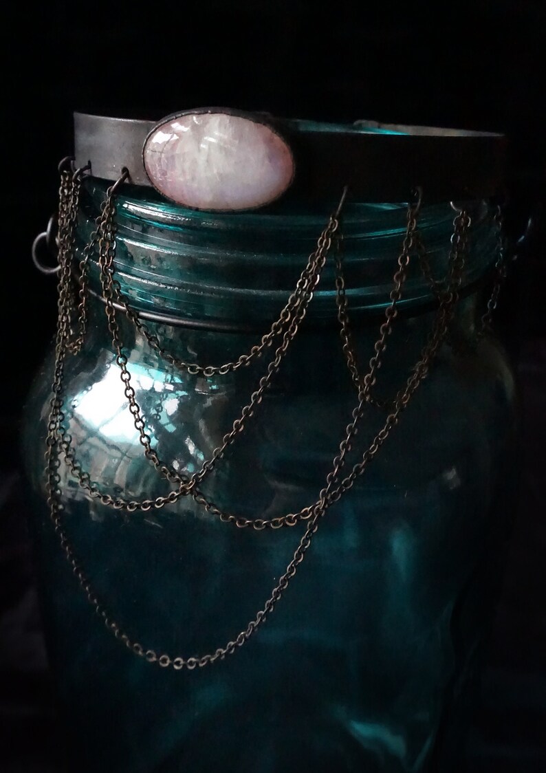 Blackened Copper Collar Moonstone Ophelia Metal Collar Dendritic Agate