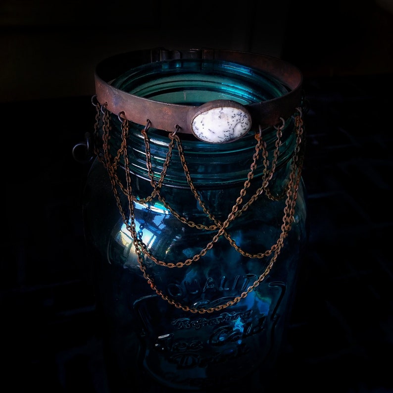 Blackened Copper Collar Moonstone Ophelia Metal Collar Dendritic Agate