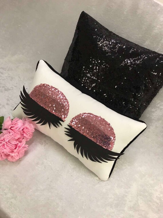 pink eyelash pillow