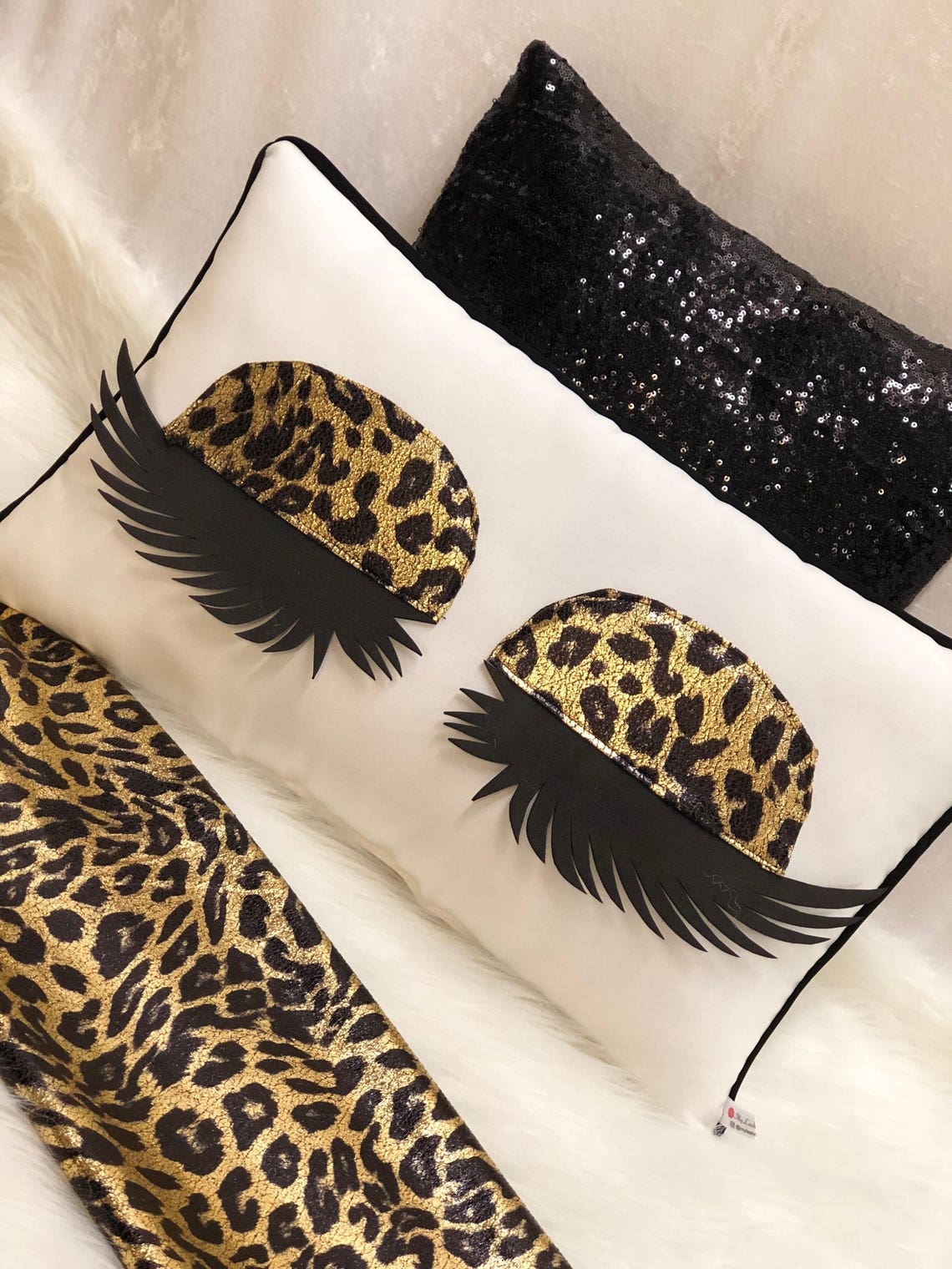 Animal Print Eyelash Pillow Handmade Animal print Pillow Etsy