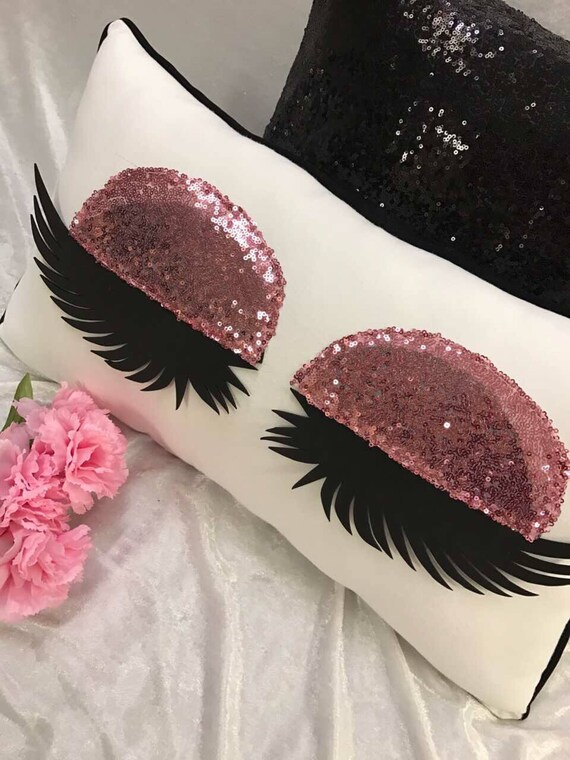 Pink Eyelash Pillow Handmade Eyelashes Silver Gold Rose Gold Etsy