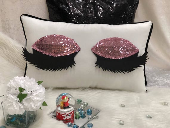 pink eyelash pillow