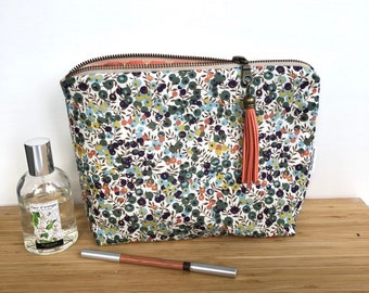 Trousse de maquillage molletonnée  en Liberty Wiltshire Automne .