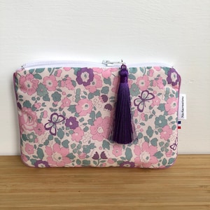 Betsy Butterfly Lilac Liberty-Fleece-Beutel. Handytasche.