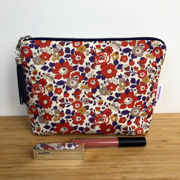 Trousse de maquillage molletonnée  en Liberty Betsy Autumn Dream .