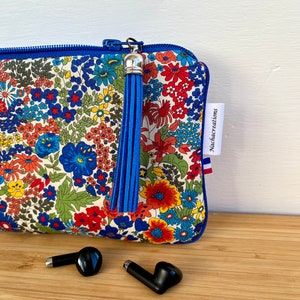 Margaret Annie blue liberty fleece pouch. Phone pouch. Makeup pouch. image 3