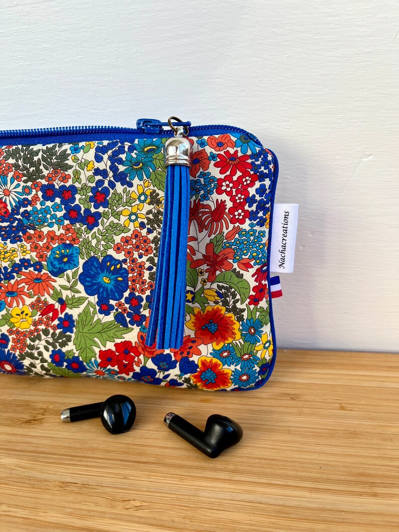 Margaret Annie blue liberty fleece pouch. Phone pouch. Makeup pouch. image 3