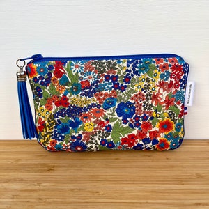 Margaret Annie blue liberty fleece pouch. Phone pouch. Makeup pouch. image 5